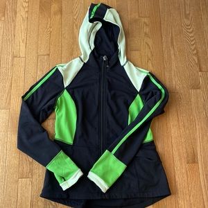 Lulu lime green and black hooded jacket, define style